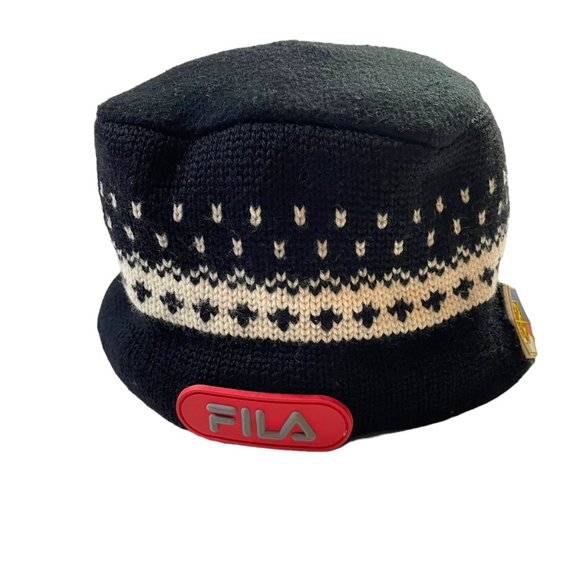 Vintage FILA Rare FISI Logo Knit Wool Winter Bucket Hat Cap Emblem One Size - Picture 1 of 12